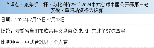 中式中国赛第三站·资格赛·时间·地点[7.17-8.11]